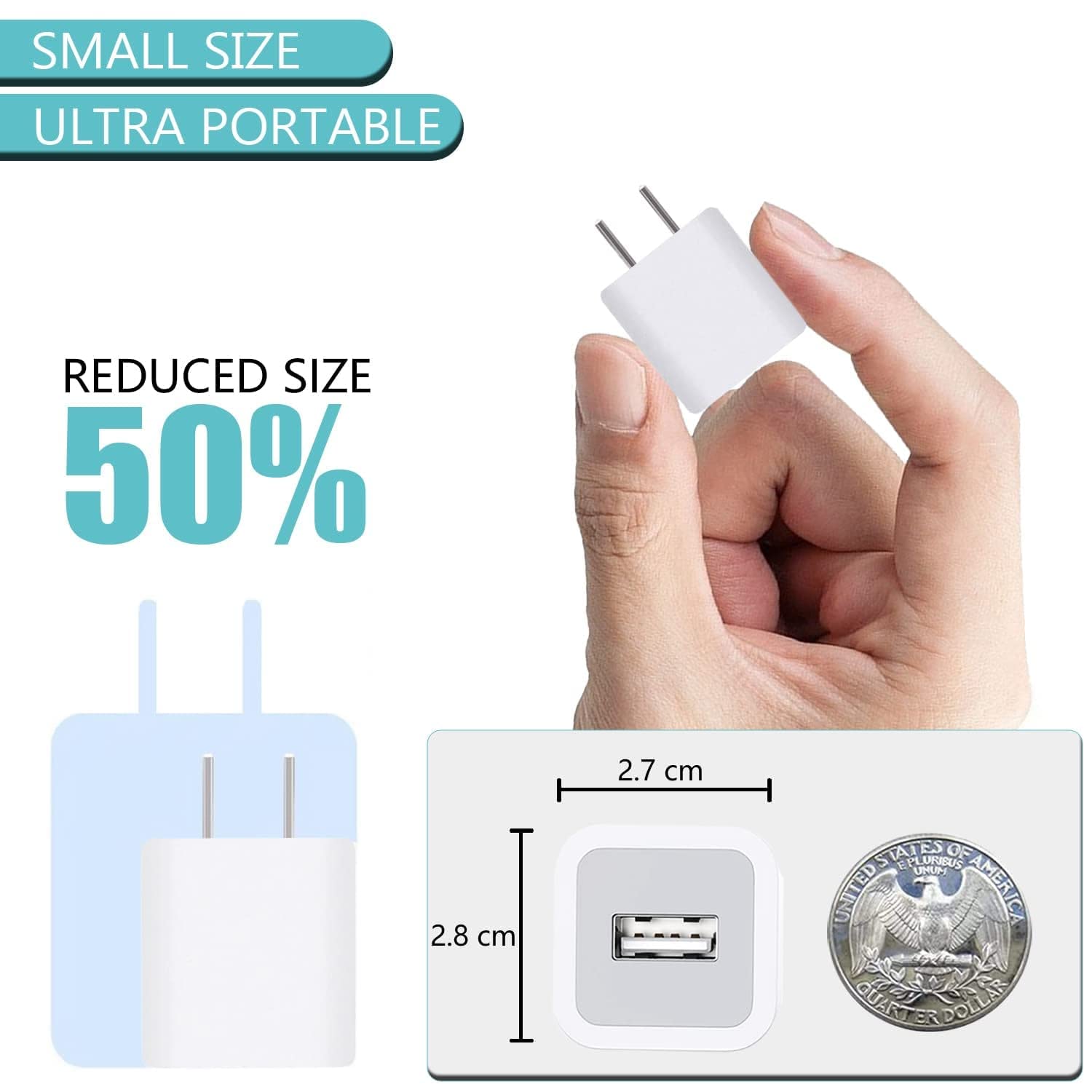 Quigg Cube Iphone Charger [Mfi Certified] 2Pack 6Ft Lightning Cable Fast Charging Cord Usb Wall Chargers Block Travel Plug Adapt