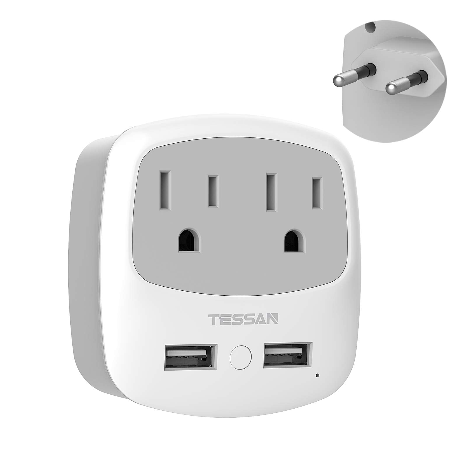 European Travel Plug Adapter Converter, Tessan International Power Plug Converter With 2 Usb, Type C Outlet Adaptor Charger For