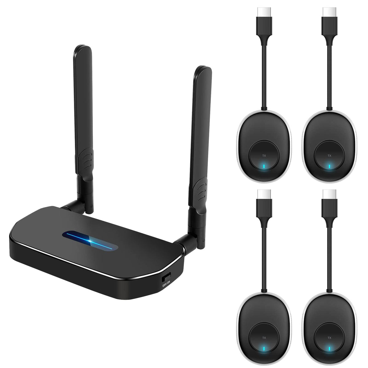 Wireless Hdmi Transmitter And Receiver 4K. One Receiver And Four Transmitter,Switch At Will,165Ft/50M Vga Dual Screen Casting Vi