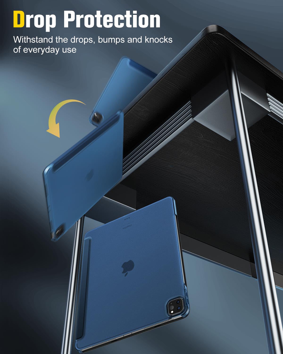 MoKo for iPad Air 13 Inch M2 Case 2024/ iPad Pro 12.9 Case (6th/5th Gen 2022/2021), Slim Smart Shell Translucent Frosted Hard PC Back Cover, Support Touch ID & Pencil Pro/2nd/USB C, Navy Blue