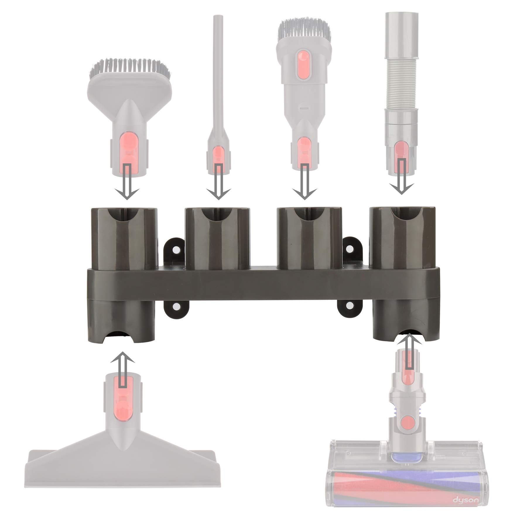 CRAVERLAND Attachments Holder for Dyson V15 V12 V11 V10 V8 V7 - Accessory Organizer Tool, Wall Mount, Compatible with All Accessories