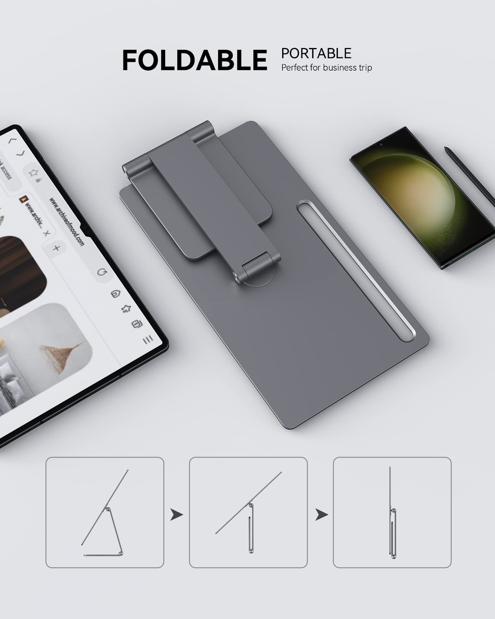 Lululook Magnetic Stand For Samsung Galaxy Tab S9 Ultra/S8 Ultra (Sm X900/Sm X906), 2023 Upgrade Foldable & 360� Rotating Floating Desk Holder With S Pen Holder For Samsung Galaxy Tab 14.6 Inch