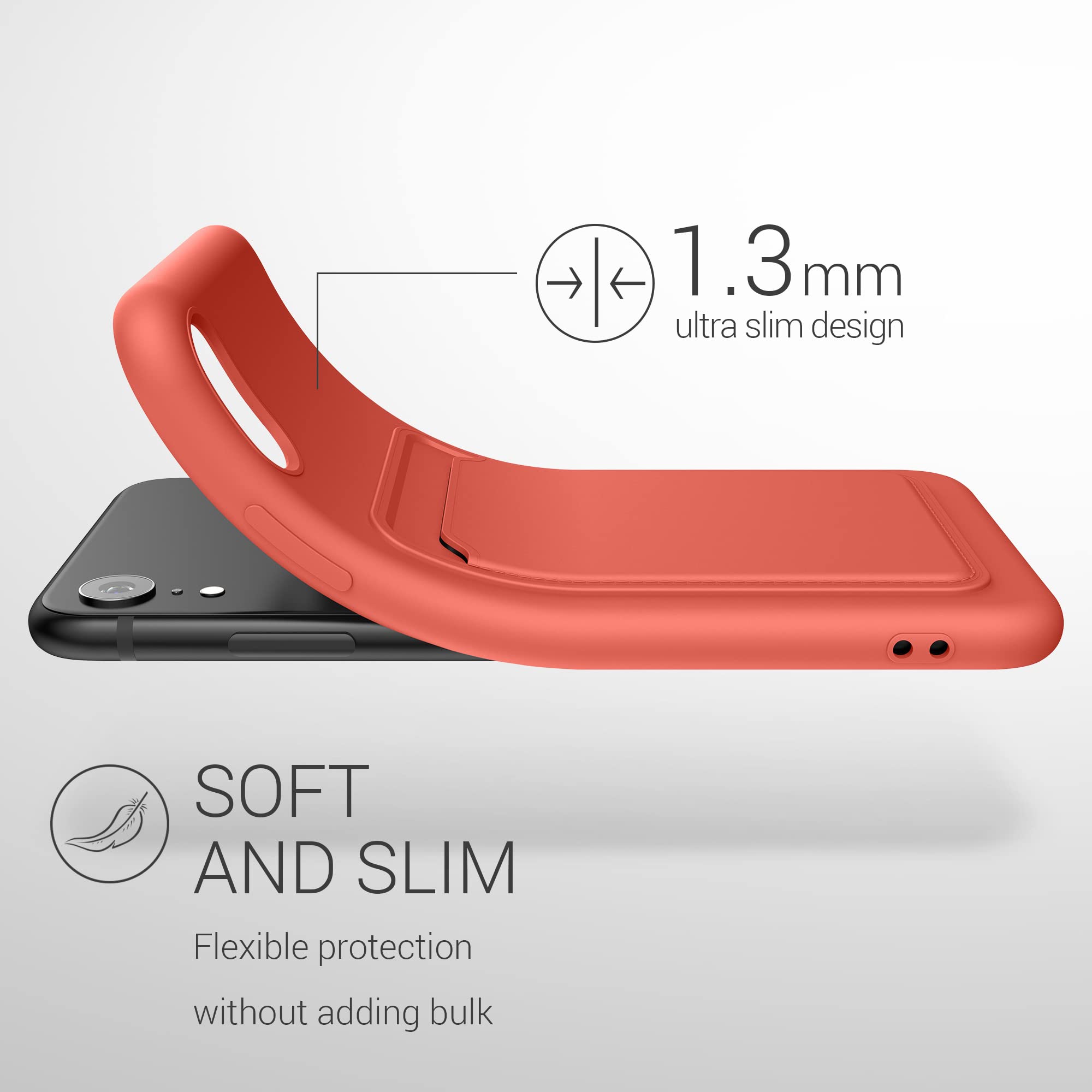 Kwmobile Case Compatible With Apple Iphone Xr Case   Tpu Phone Cover With Credit Card Holder   Coral