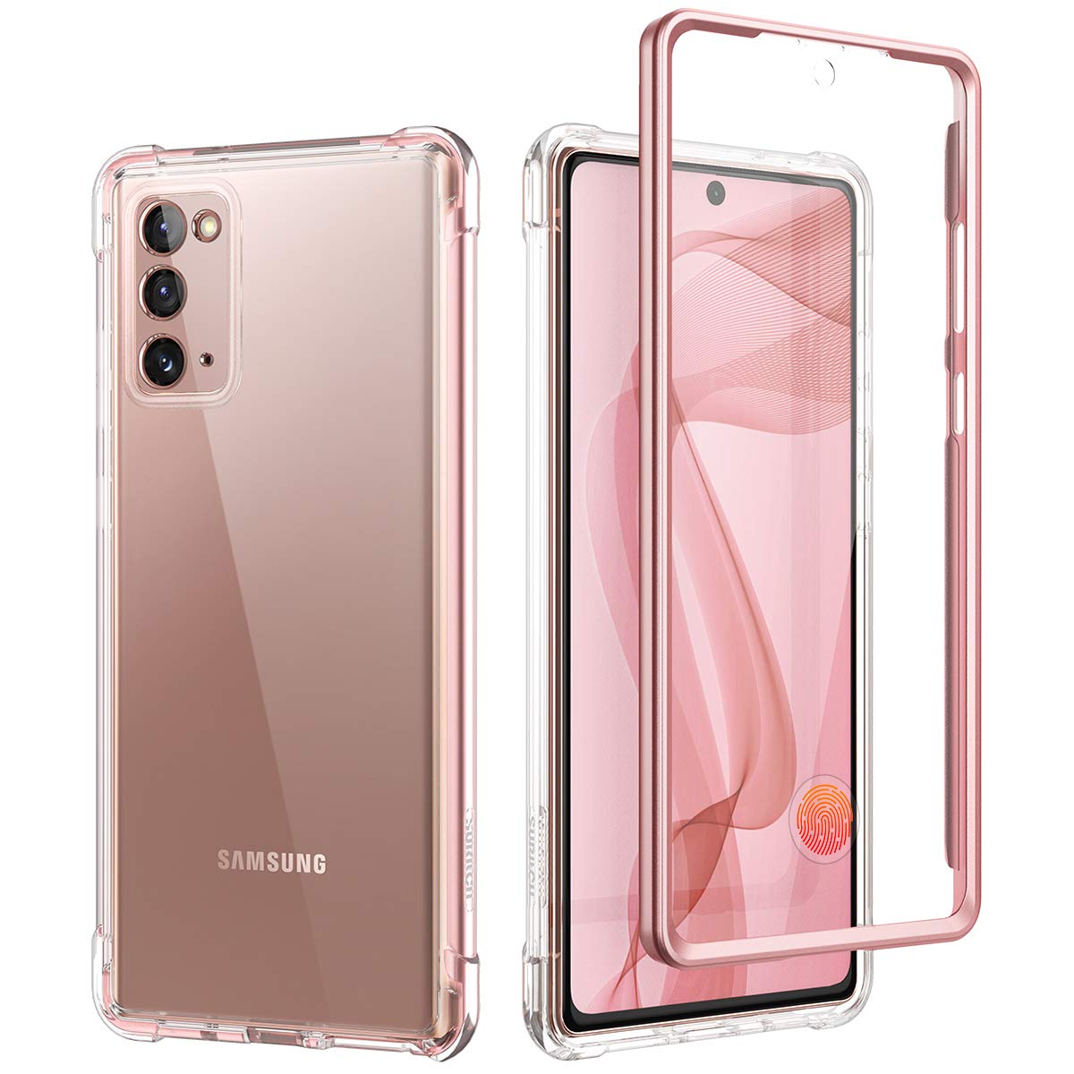 Suritch Clear Case For Galaxy Note 20,[Built In Screen Protector]Full Body Protection Hard Shell+Soft Tpu Bumper Shockproof Rugg