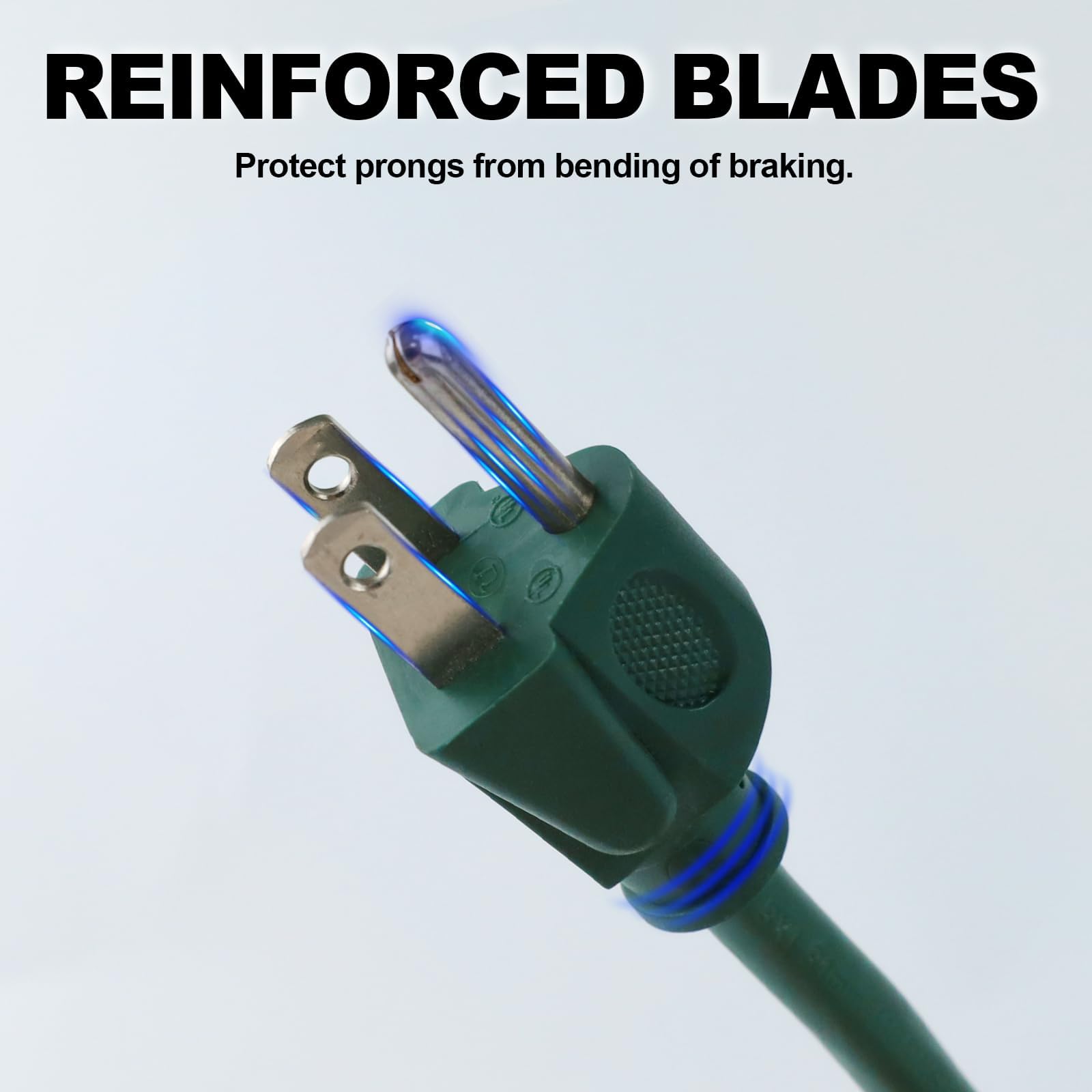 Ep 10 Ft Outdoor Extension Cord With 3 Electrical Power Outlets   16/3 Sjtw Green Cable With 3 Prong Grounded Plug For Safety Gr