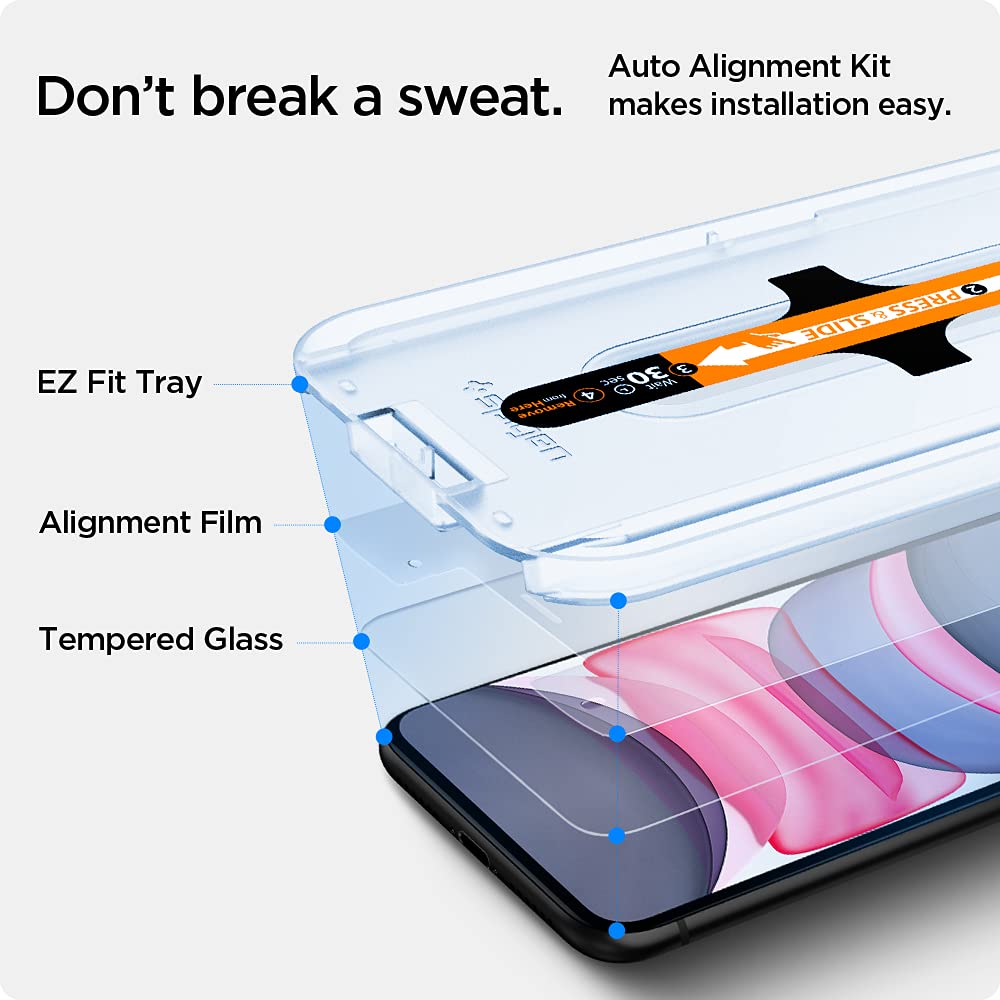 Spigen Tempered Glass Screen Protector Glastr Ez Fit] Designed For Iphone 11  Iphone Xr 61 Inch] Case Friendly]   2 Pack