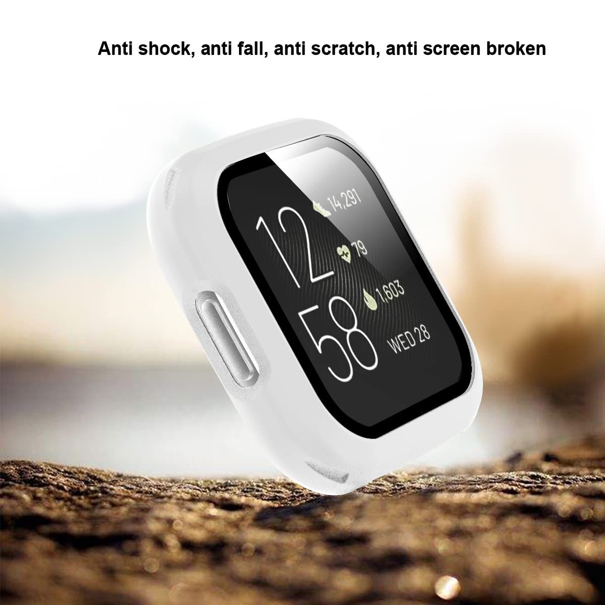 Rc-Z Screen Protector Case For Fitbit Versa 2, Hard Matte Pc Bumper Full Face Glass Protective Cover For Fitbit Versa 2 Smartwat