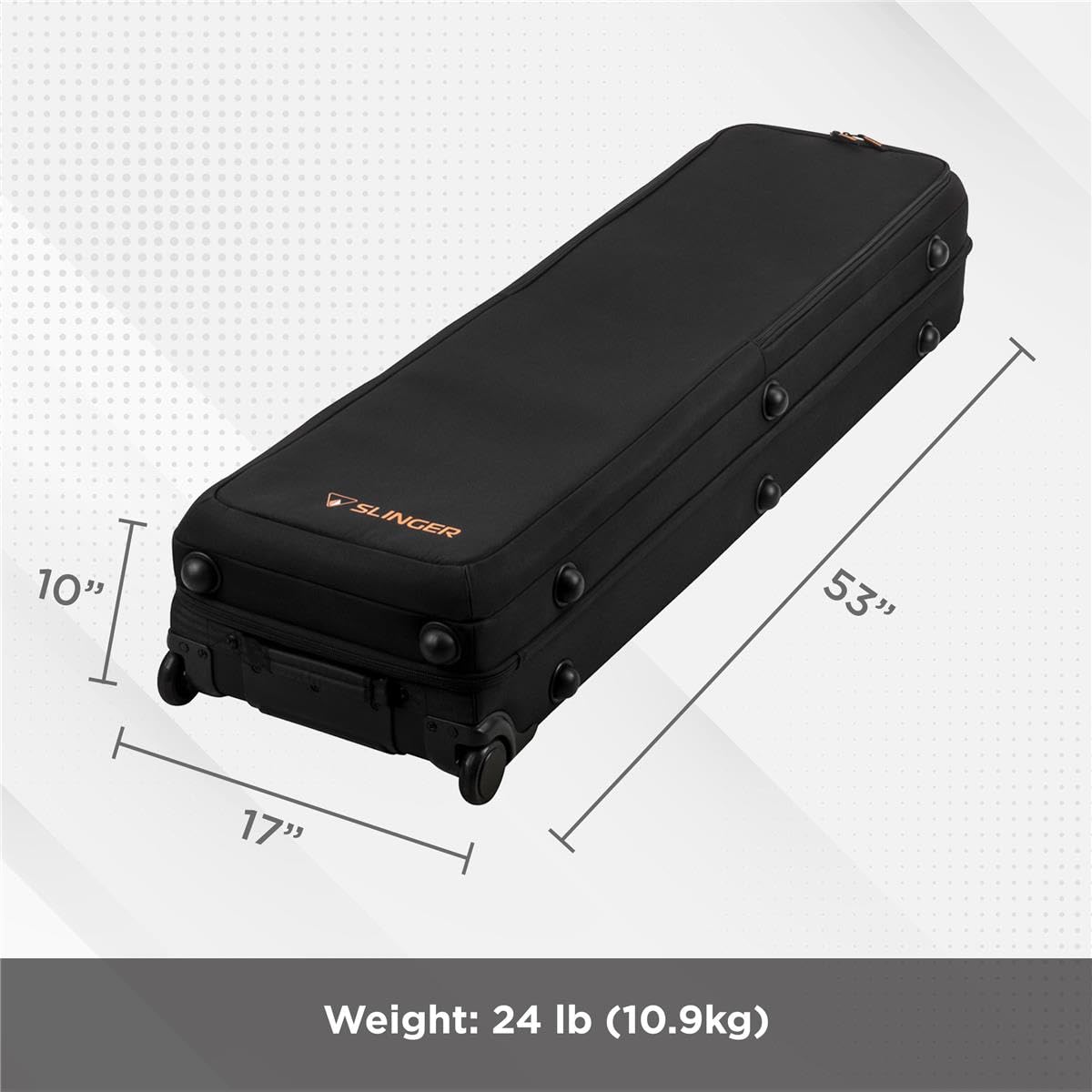 Slinger L6 Bigbag Light Stand Rolling Case For Three C Stands, Black, Carrying Case For Light Stands Features Bright Orange Inte