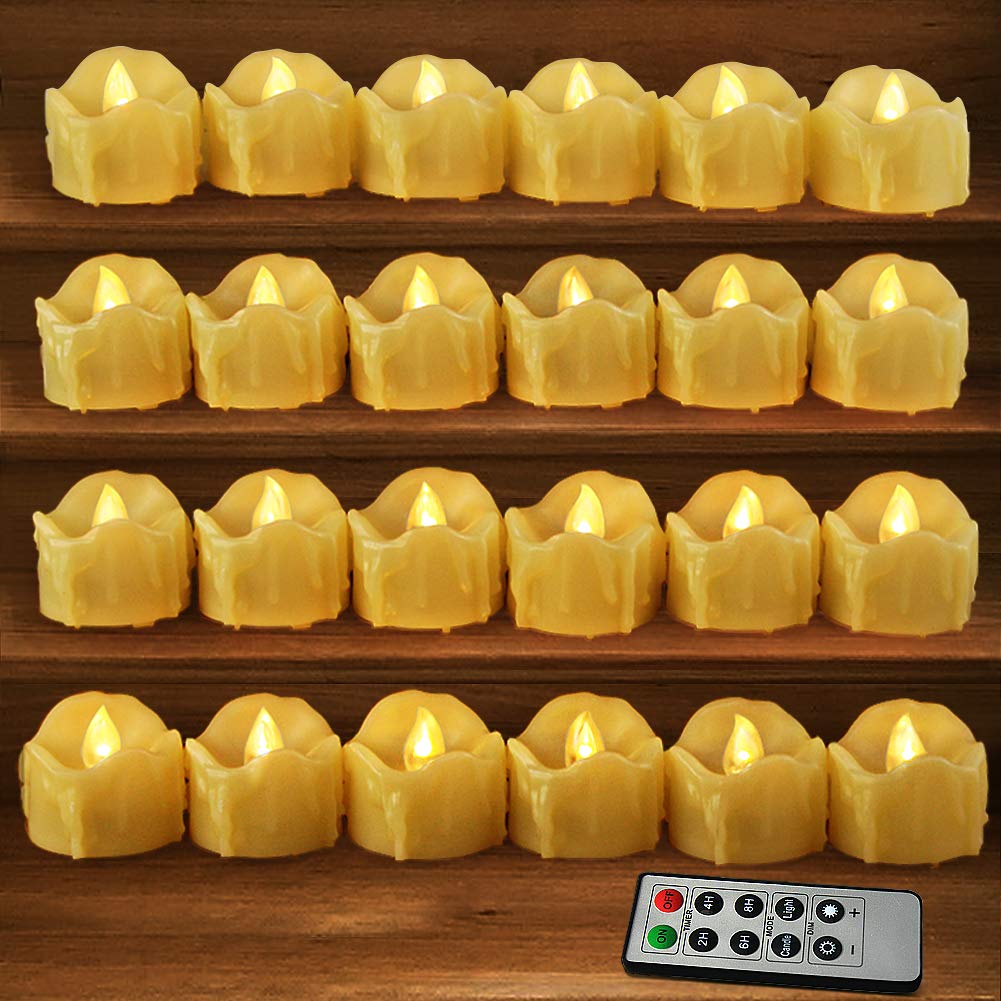 Home Most Set Of 24 Led Votive Candles With Remote And Timer (Cream)   Led Flameless Votive Candles Flickering   Decor Battery O