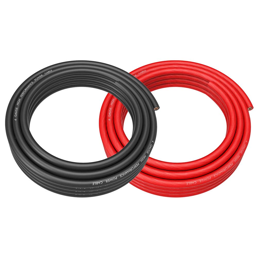Rockrix 4 Gauge 25Ft Black And 25Ft Red Car Audio Power Ground Soft Touch Wire Cable