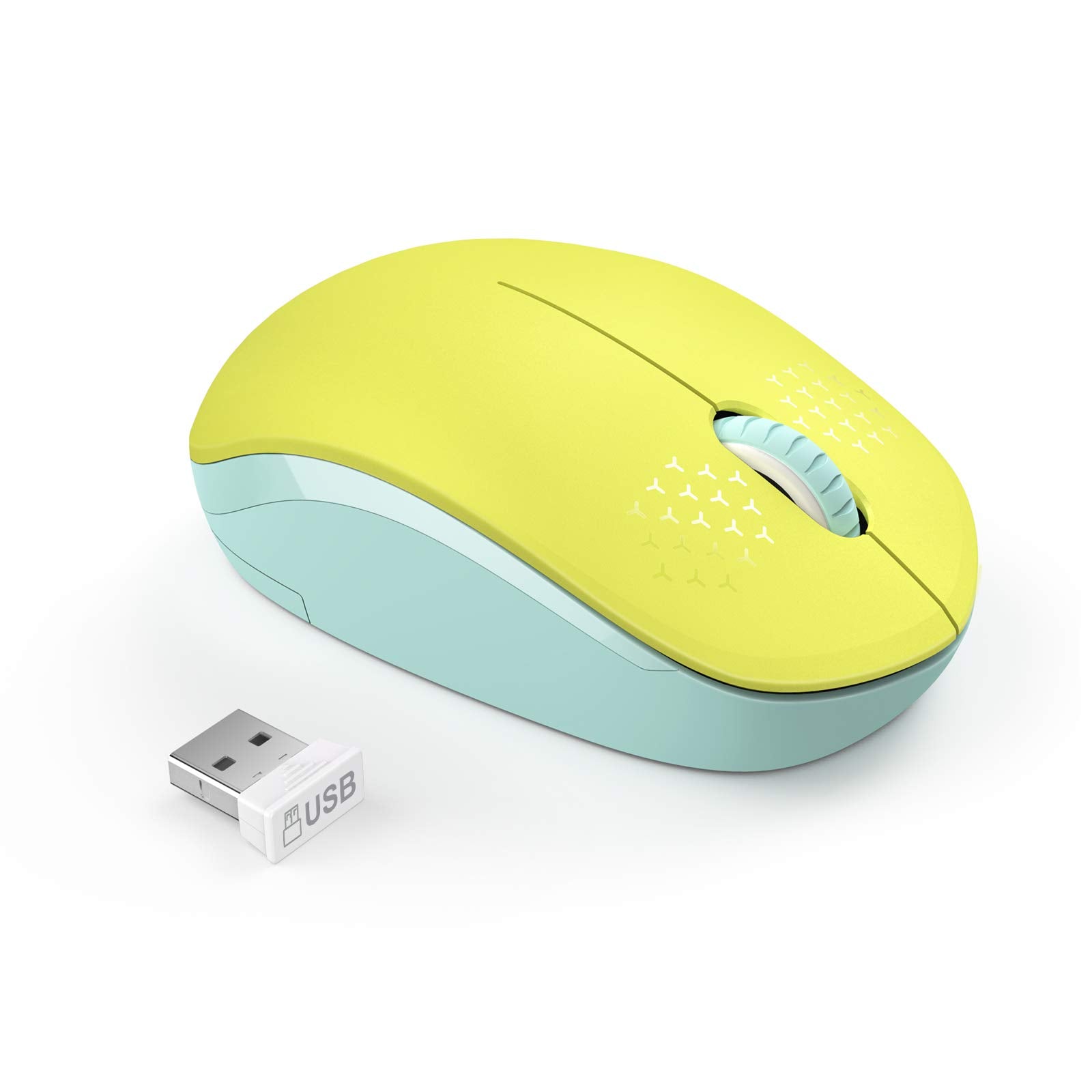 Seenda Wireless Mouse, 2.4G Noiseless Mouse With Usb Receiver Portable Computer Mice For Pc, Tablet, Laptop, Notebook   Yellow &