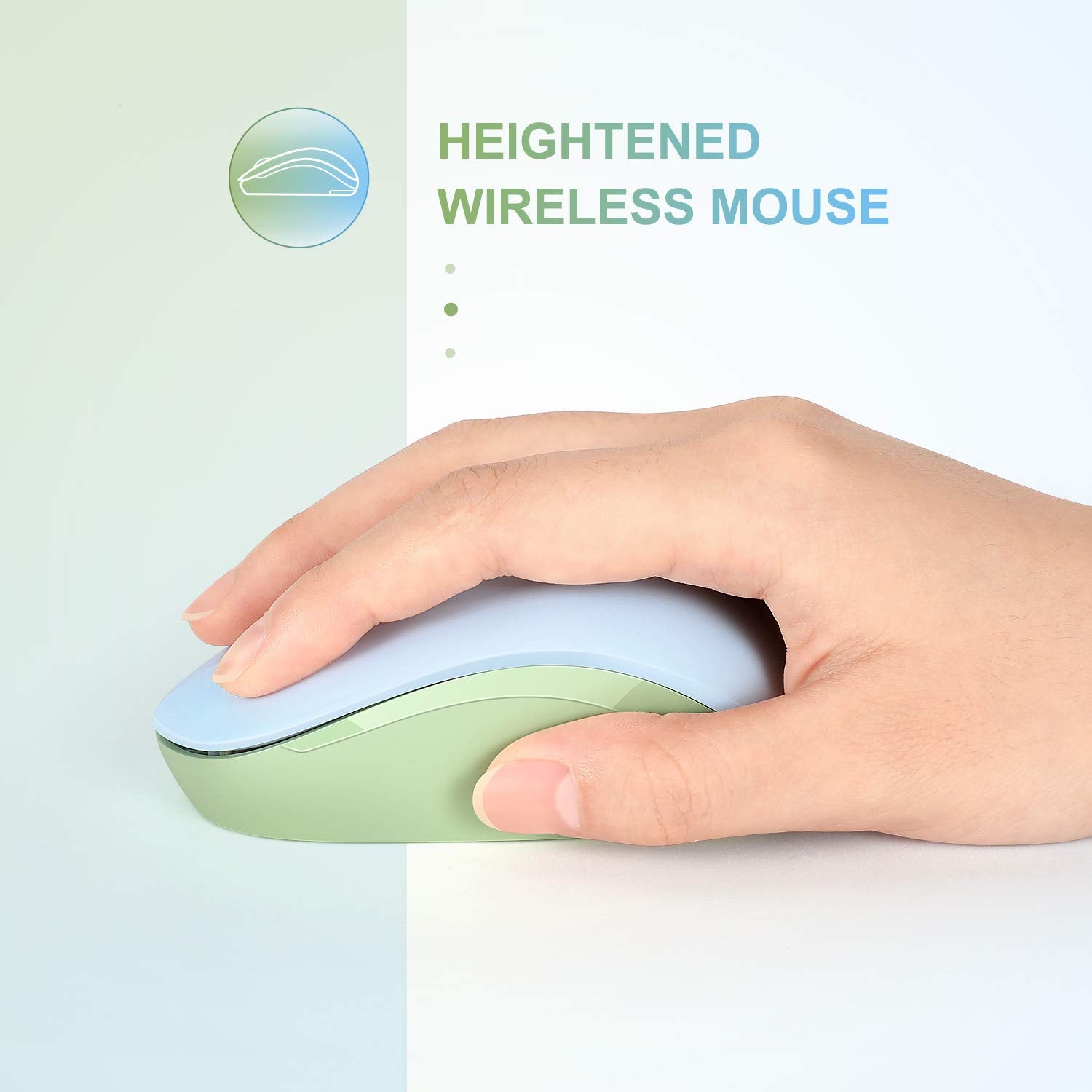 Seenda Wireless Mouse, 2.4G Noiseless Mouse With Usb Receiver Portable Computer Mice For Pc, Tablet, Laptop   Light Blue&Olive G