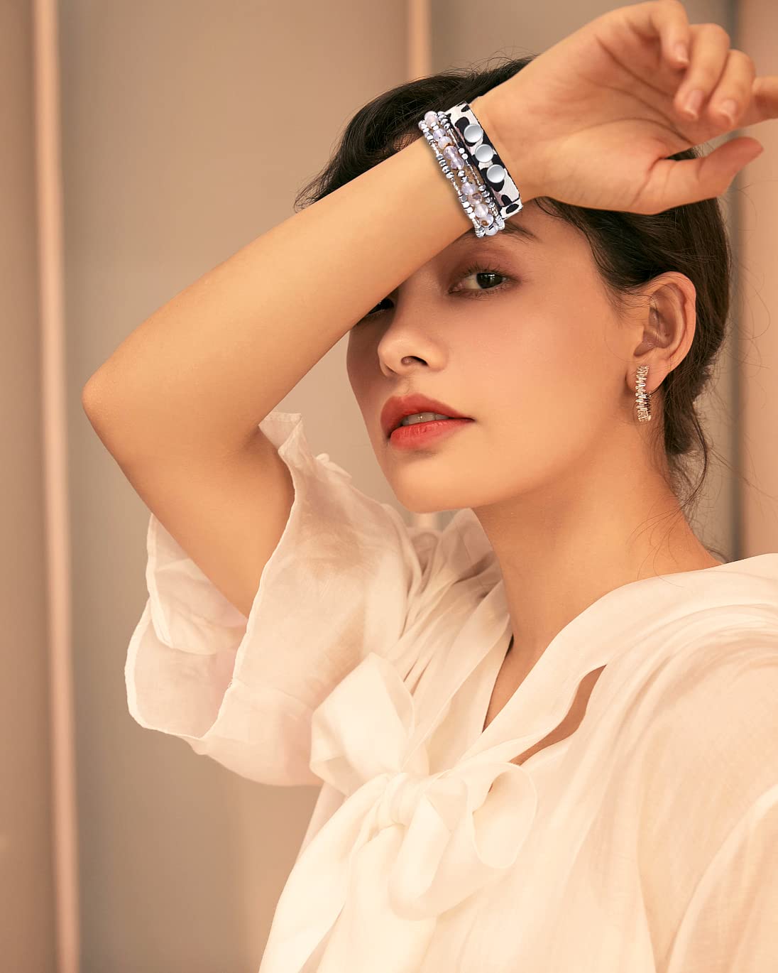 Fastgo Leather Leopard Band Compatible With Apple Watch 44Mm 42Mm 45Mm 49Mm Women Girls, Furry Leopard Elastic Cheetah Beaded Br