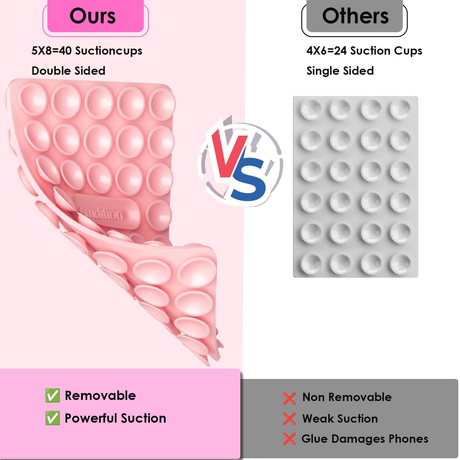 Royviva Silicone Suction Cup Phone Case Mount Double Sided, Phone Accessories Hands-Free Strong Grip Holder For Selfies And Vide