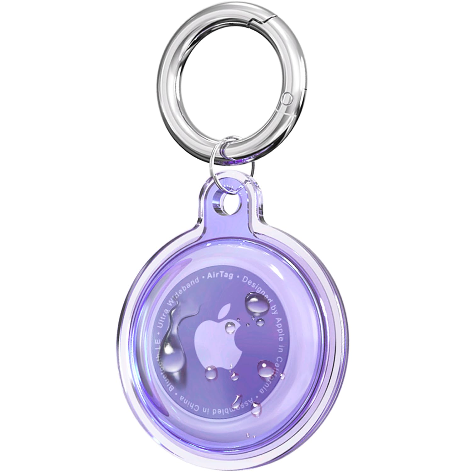 1 Pack Airtag Holder, Waterproof Airtag Case With Airtag Keychain, Air Tag Holder Shockproof & Scratchproof For For Pet Tracking, Bags, Kids, Keys, Luggage   Purple