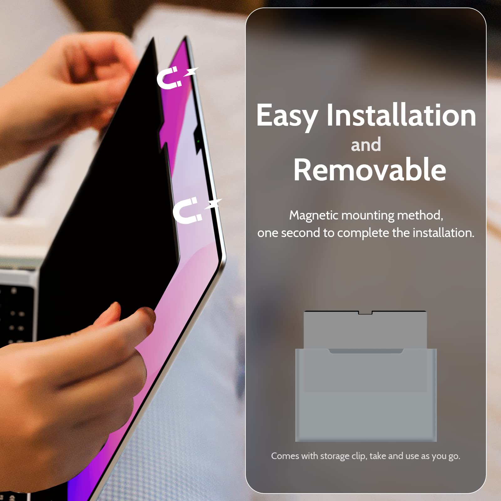 Peslv Privacy Screen Compatible With Macbook Pro 14 Inch (2021 2023, M1, M2, M3) A2918 A2992 A2442 A2779, Magnetic Removable Mat