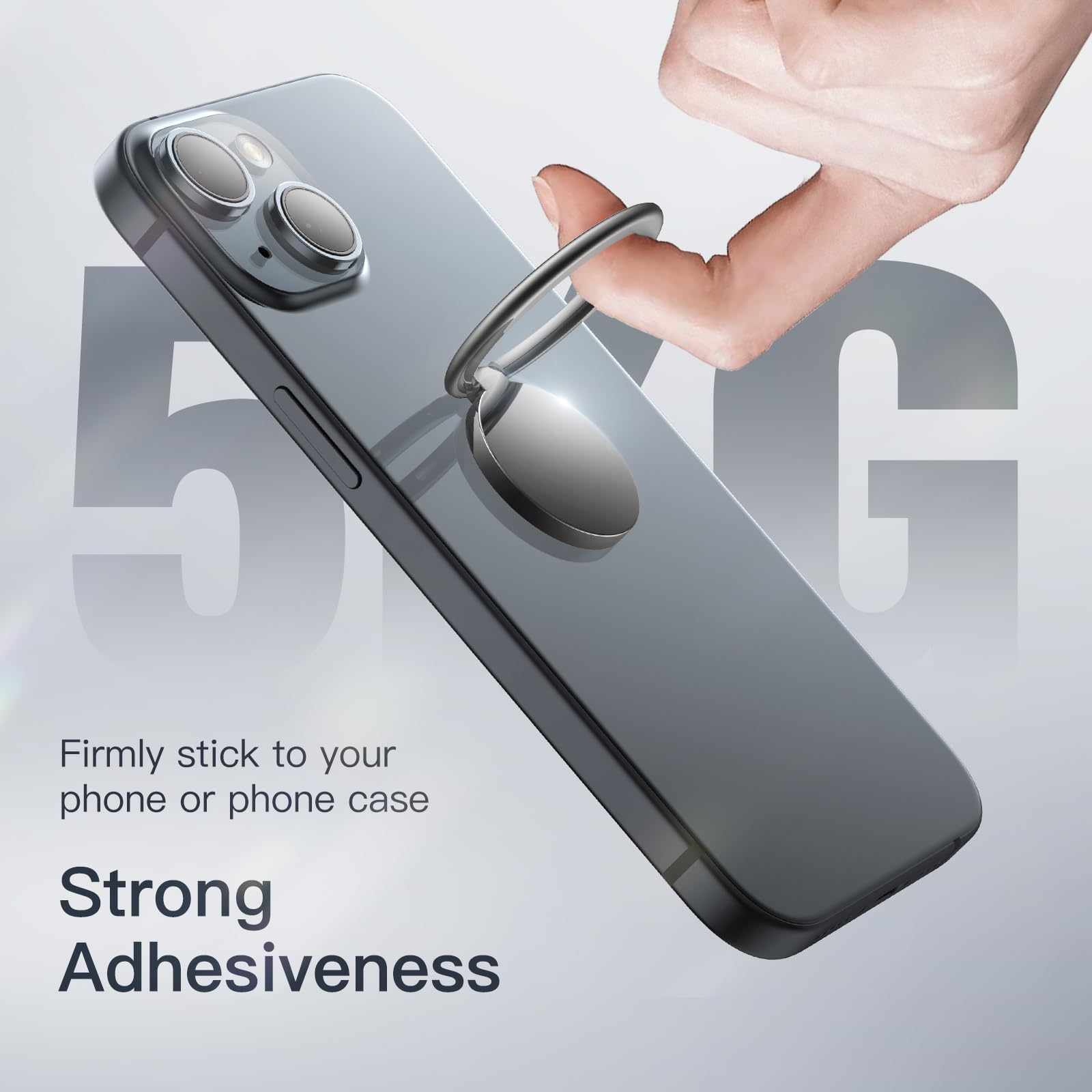 Jetech Cell Phone Ring Holder, 360 Degree Rotation Metal Finger Grip Adjustable Cellphone Stand For Magnetic Car Mount, Compatib