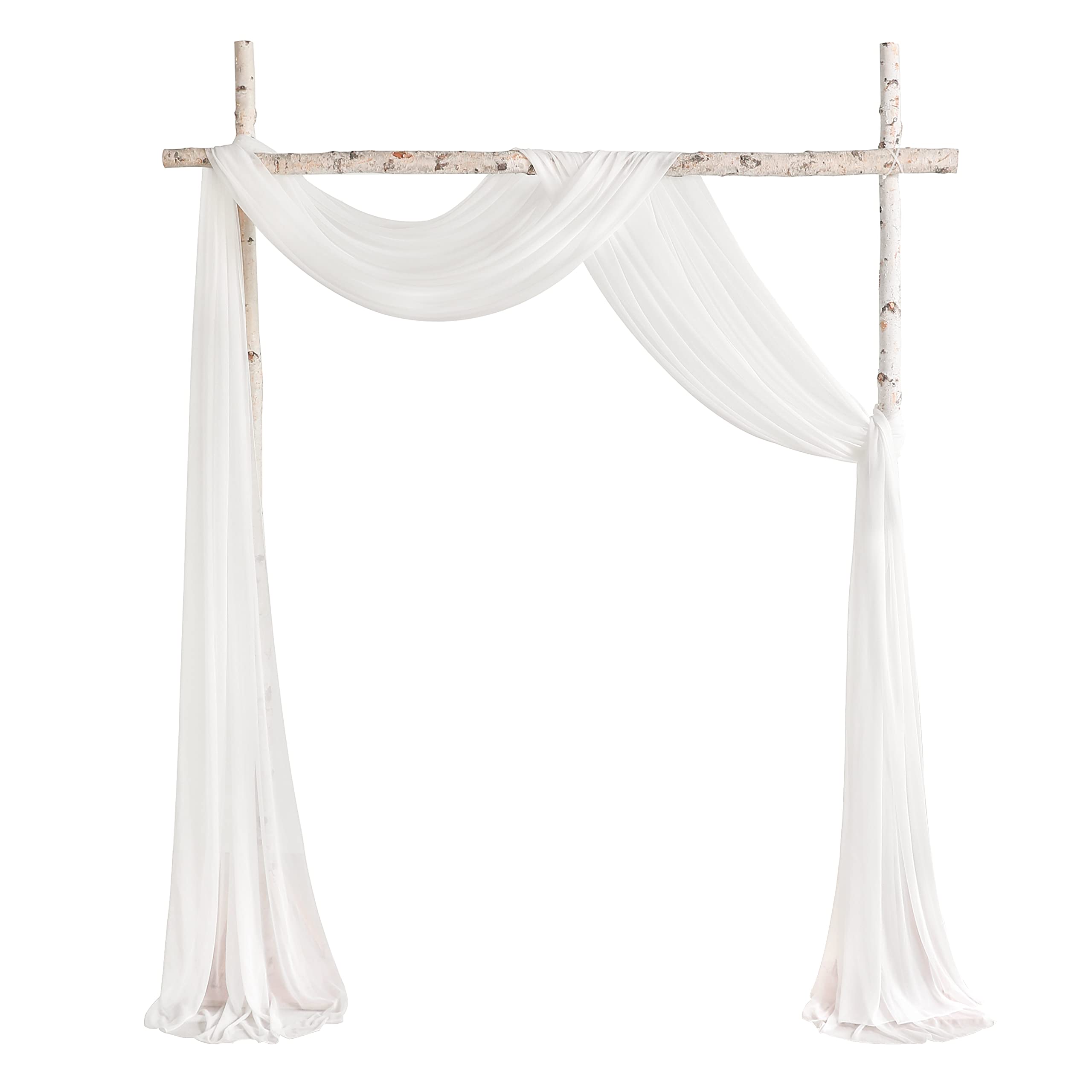 Yyhuawu Wedding Arch Draping Fabric 2 Panels 20Ft White Chiffon Fabric Drapes Arbor Drapery Wedding Party Ceremony Reception Swa