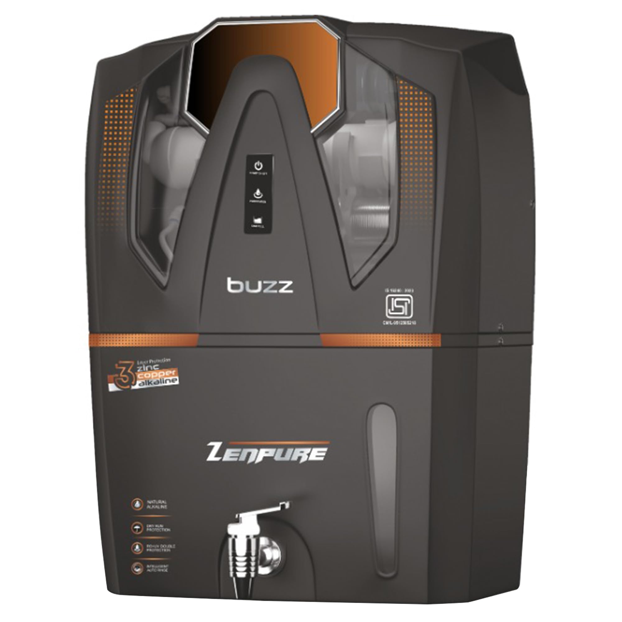 Zenpure Aqua BuzzNew Copper Alkaline Ro Water Purifier | 15 Lph | Ro + Uv + Uf | 10Stage Filtration With Mineral Enhancer & Pr