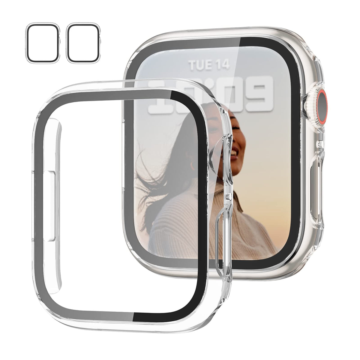 2 Pack Case With Tempered Glass Screen Protector For Apple Watch Se(2023) Series 6/5/4/Se 40Mm,Jzk Slim Guard Bumper Full Covera