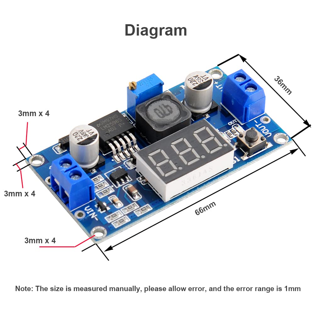 Stemedu 3Pcs Lm2596 Dc To Dc Buck Converter 4 40V To 1.25 37V Adjustable Voltage Regulator Step Down Module With Led Voltmeter D
