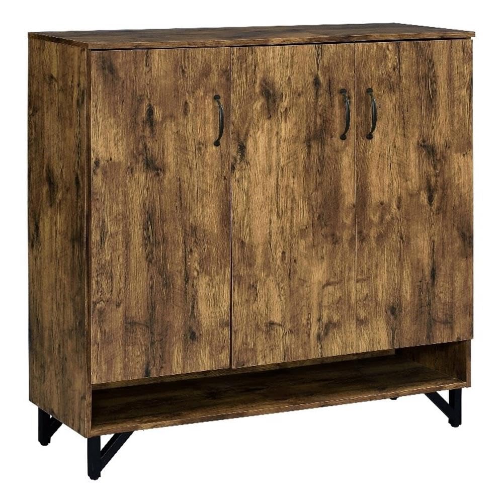 Acme Nimeda Rectangular Wood 3-Door Accent Cabinet in Salvage Oak