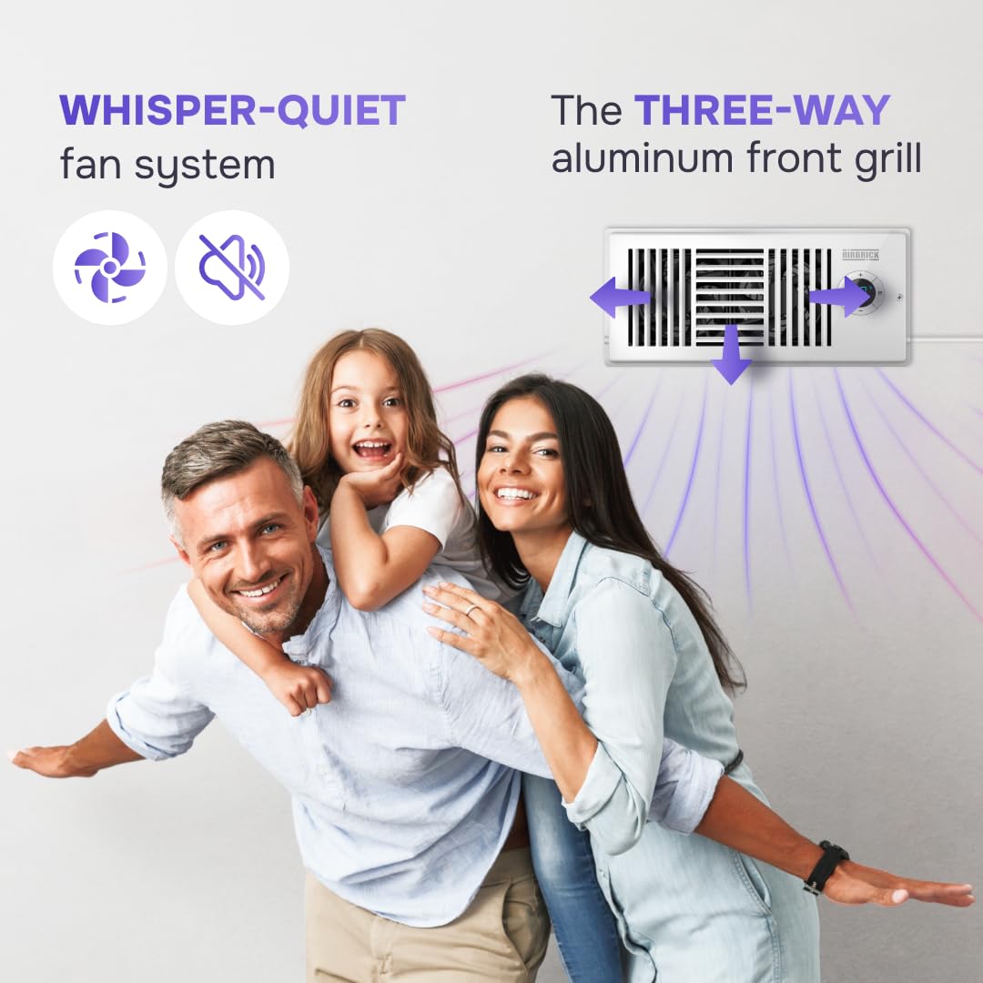 Airbrick Smart 4'' X 10'' Ac Vent Register Booster Fan With Remote Control And Thermostat. Enhances Hvac Airflow For Heating, Co