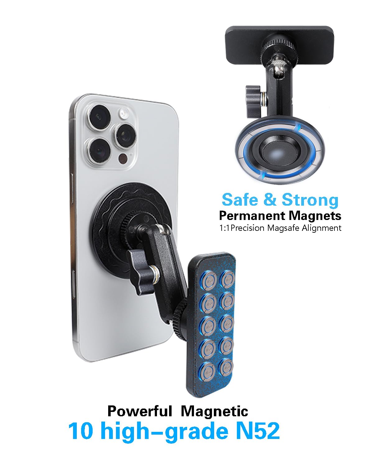 Leenconghui All-Metal Gym Magnetic Phone Holder For Magsafe,[Dual Magnet] Portable Detachable Magnetic Phone Stand Compatible Wi