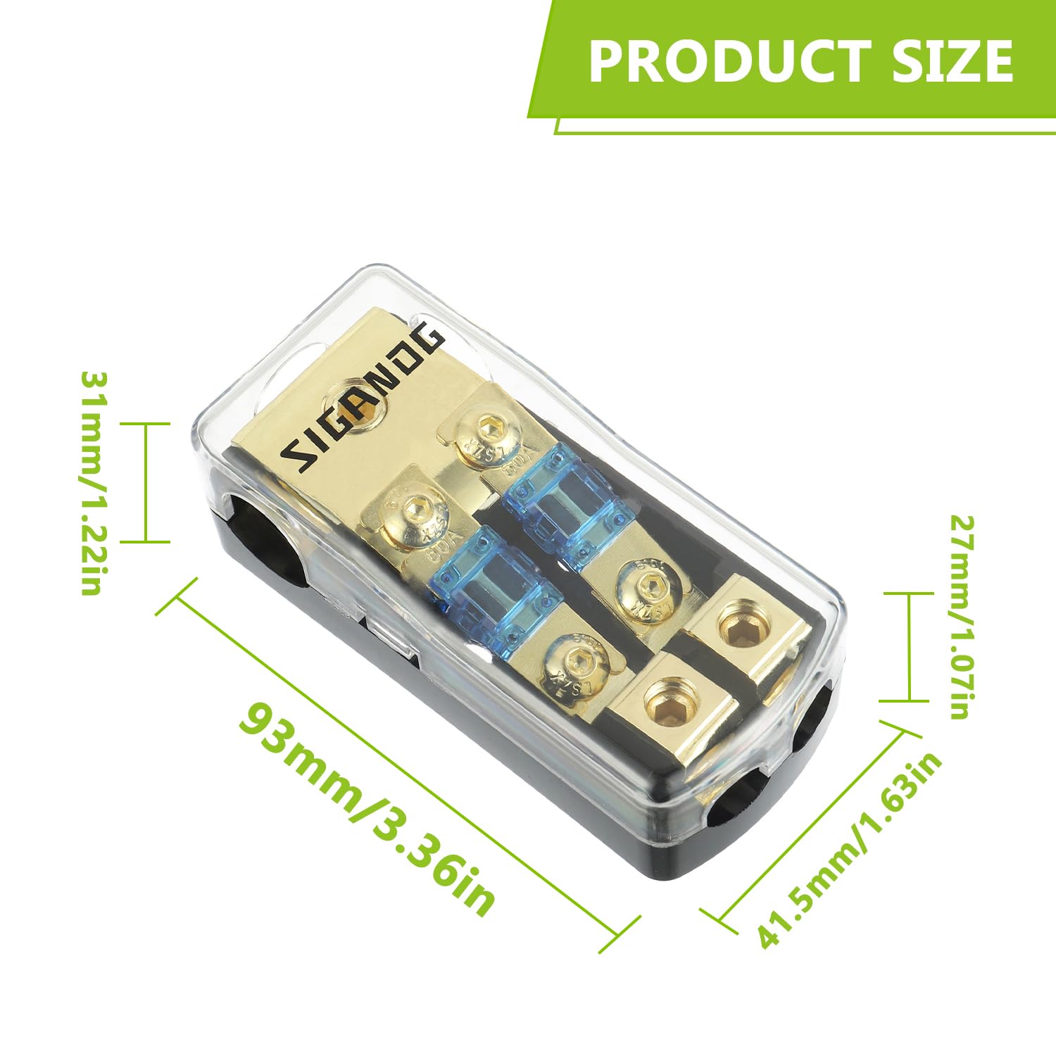Sigandg 2 Way Anl Fuse Holder With 60A Mini Fuse, 0/2/4 Gauge In 4/8 Gauge Out Fuse Distribution Block, 12V Used For Audio Stere