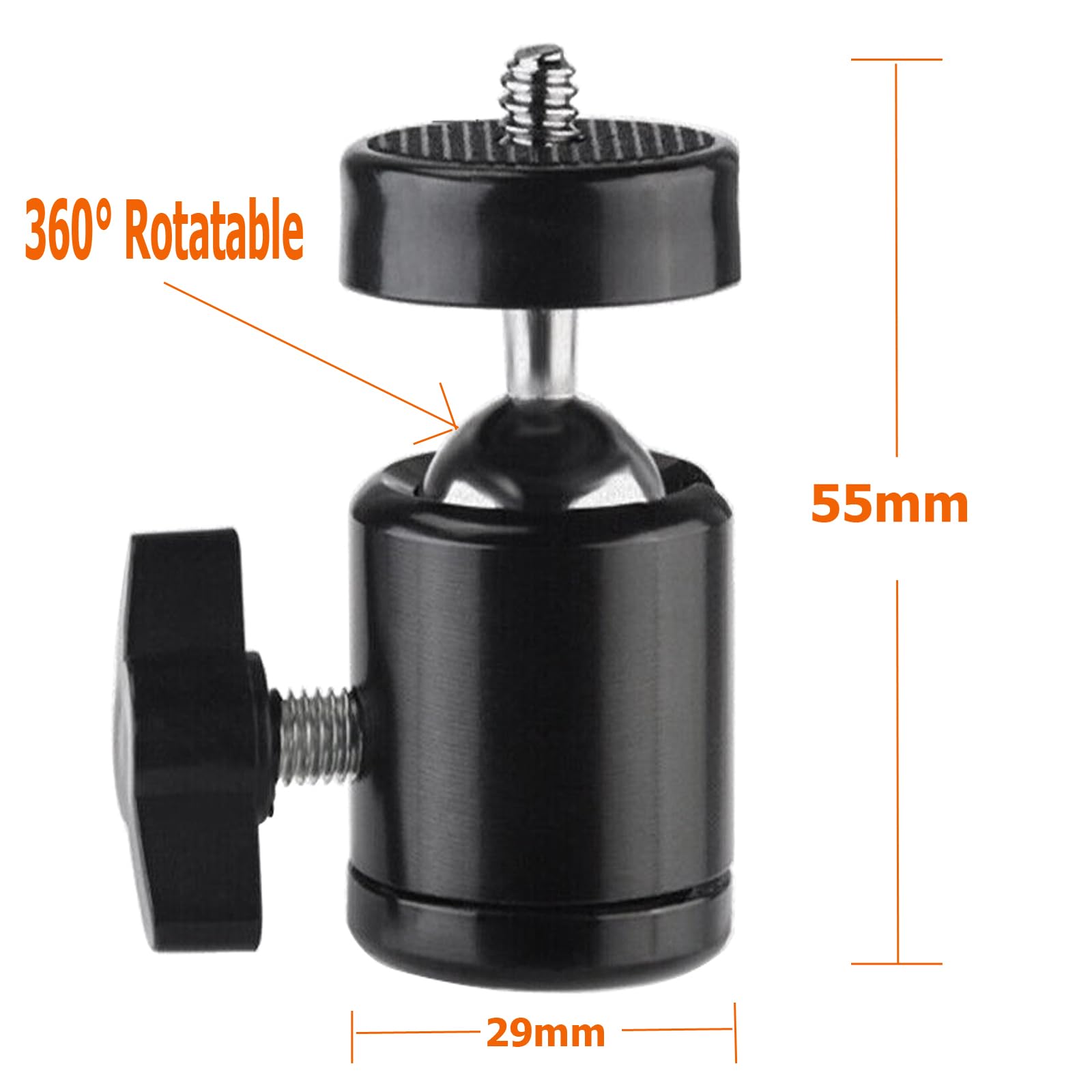 2 Pcs 360 Rotating Swivel Mini Ball Head Ballhead With 1/4 Screw, Mount Bracket Holder Tripod, Aluminium Alloy 2.5Oz Light Weigh