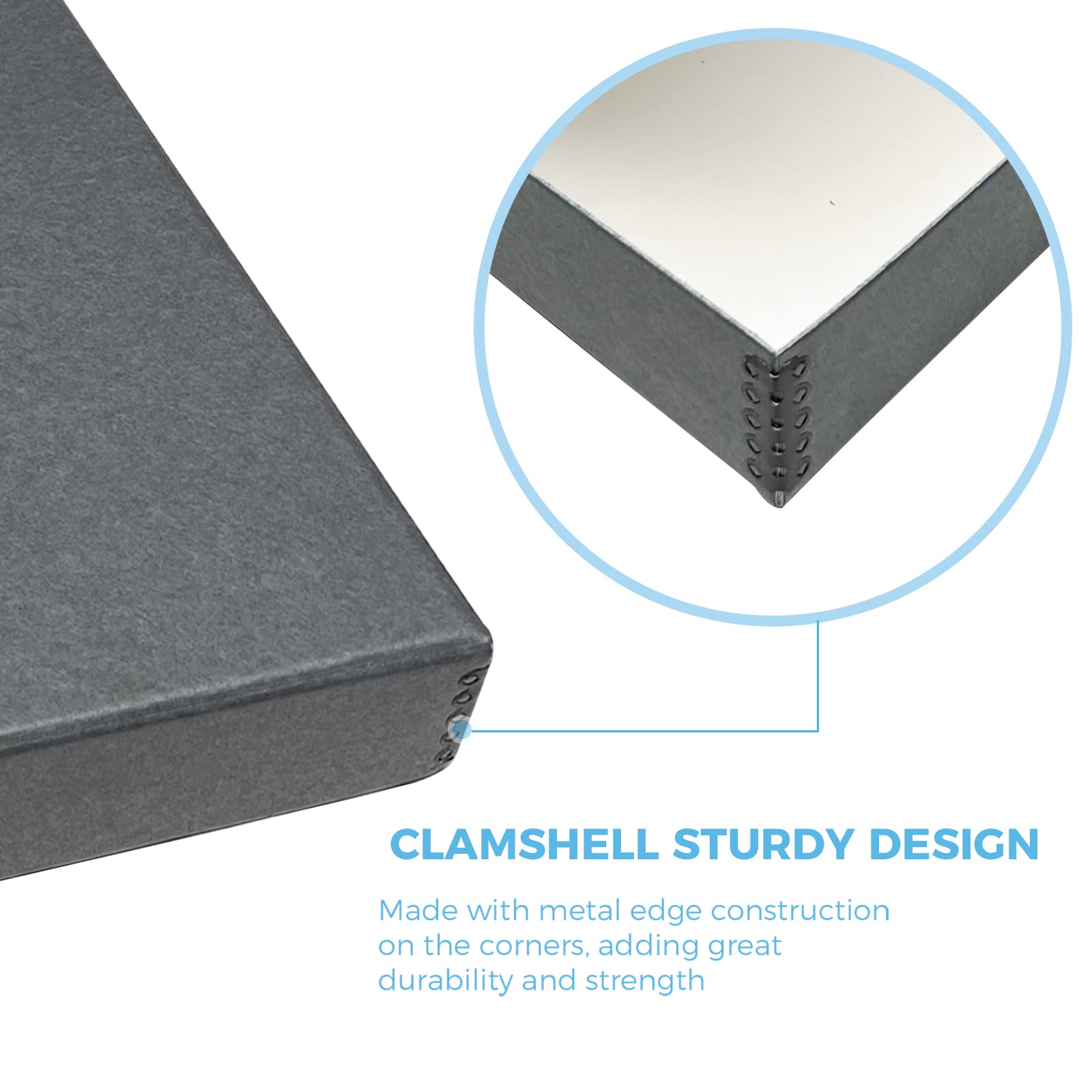 Lineco Folio Storage Box, Clamshell Design With Metal Edge. 23.5X30.5X1.75 In, Archival Boxboard, Preserve Photos, Prints, Cards, Magazines, Documents, Art, Ephemera, Family Records, Gray, Pack Of 2