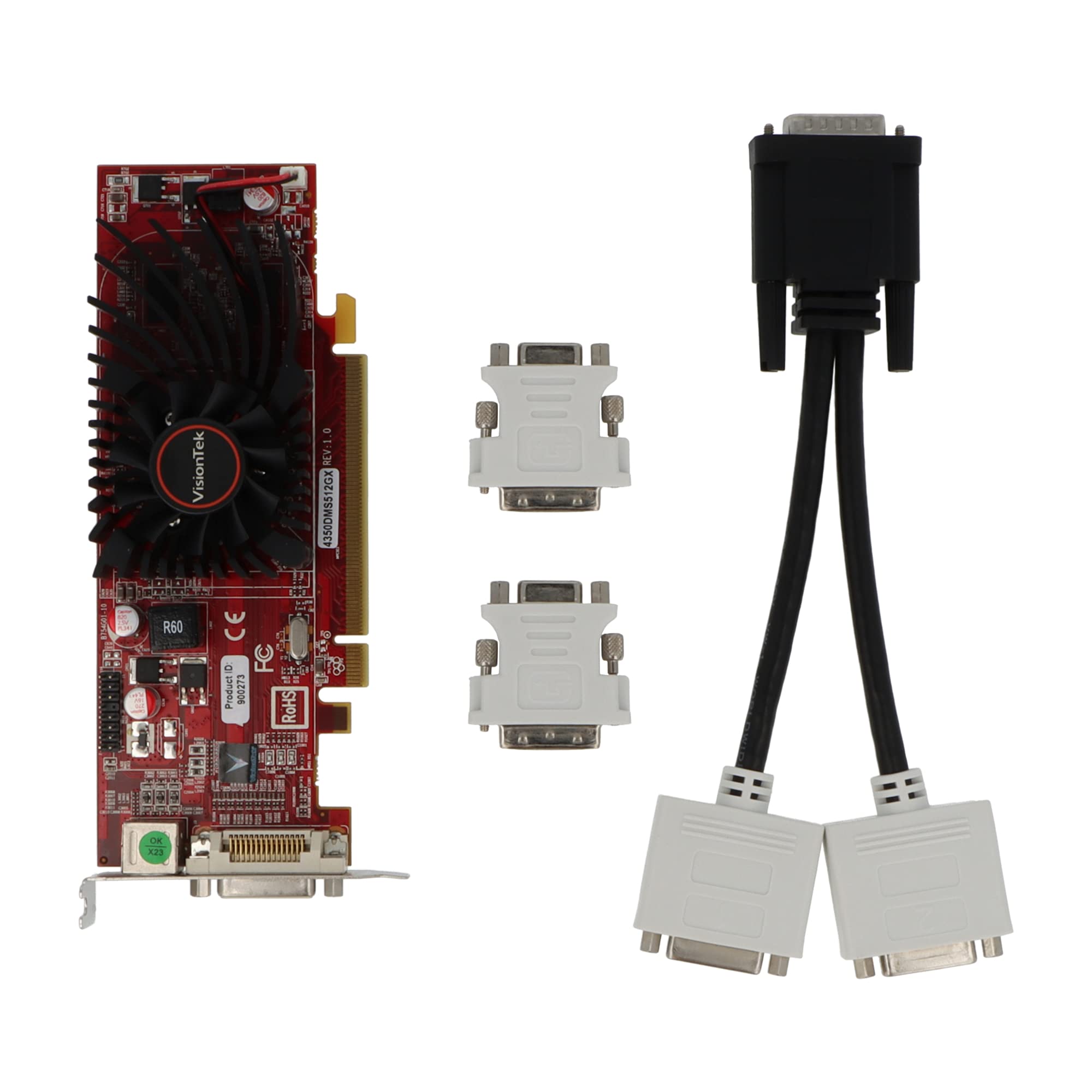 Visiontek Radeon 4350 Sff 512Mb Ddr2 (2X Dvi I, Tv Out) With 2X Dvi I To Vga Adapter Graphics Card   900273