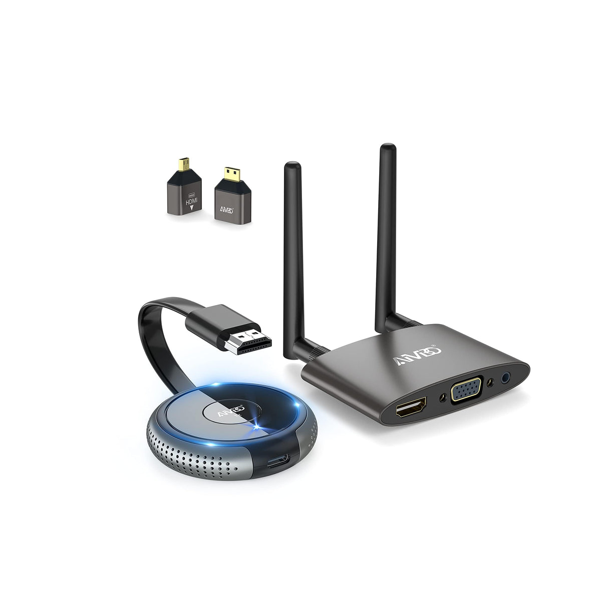 Timbootech Wireless Hdmi Transmitter And Receiver 4K- Hdmi & Vga Dual Screen, Multi-Tx Capability, 2.4G/5.8G Hdmi Wireless Exten