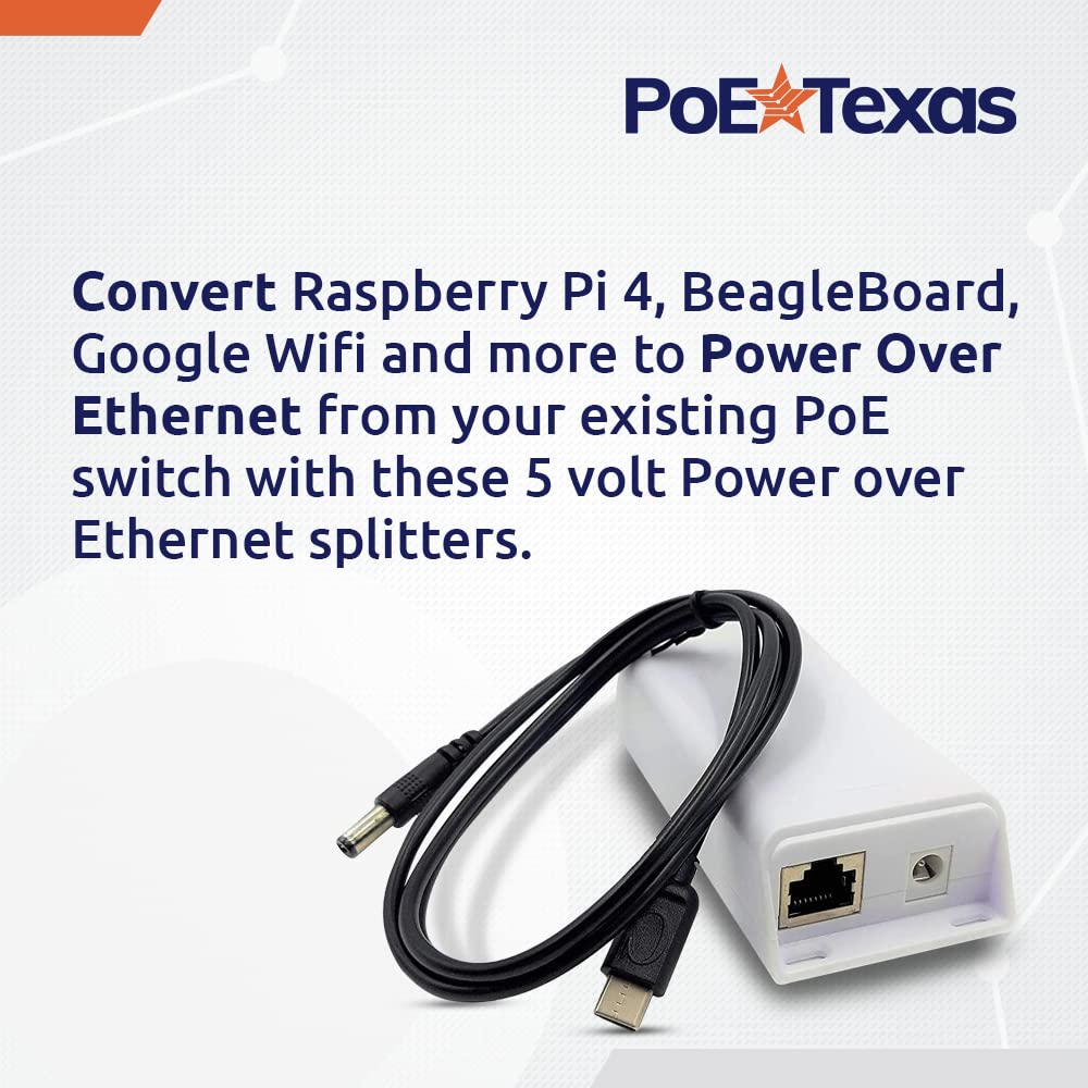 Poe Texas Poe+ Power For Usb C Devices, Including Google Wifi & Raspberry Pi   For Pos Systems, Digital Signage & More, Extend P