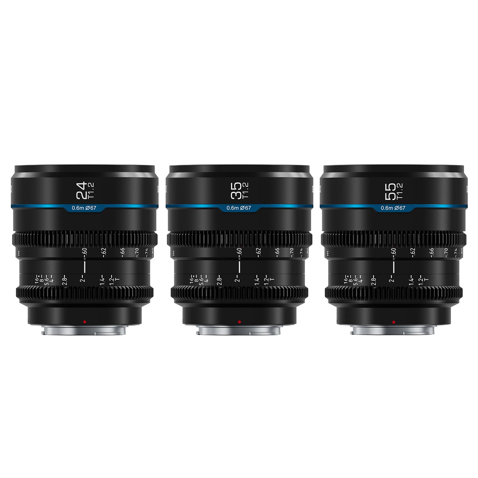 Sirui Night Walker S35 Manual Focus Cine Lens Set, 24Mm, 35Mm, 55Mm, T1.2 Large Aperture Lens For X Mount Cameras, X H2/H2S, Xt 4, Xt 3,X S10, X S20 (X Mount, Black)
