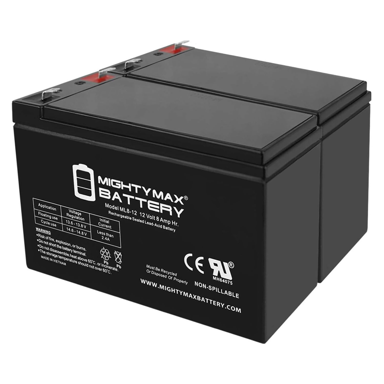 ML8-12 - 12 VOLT 8 AH SLA BATTERY - PACK OF 2