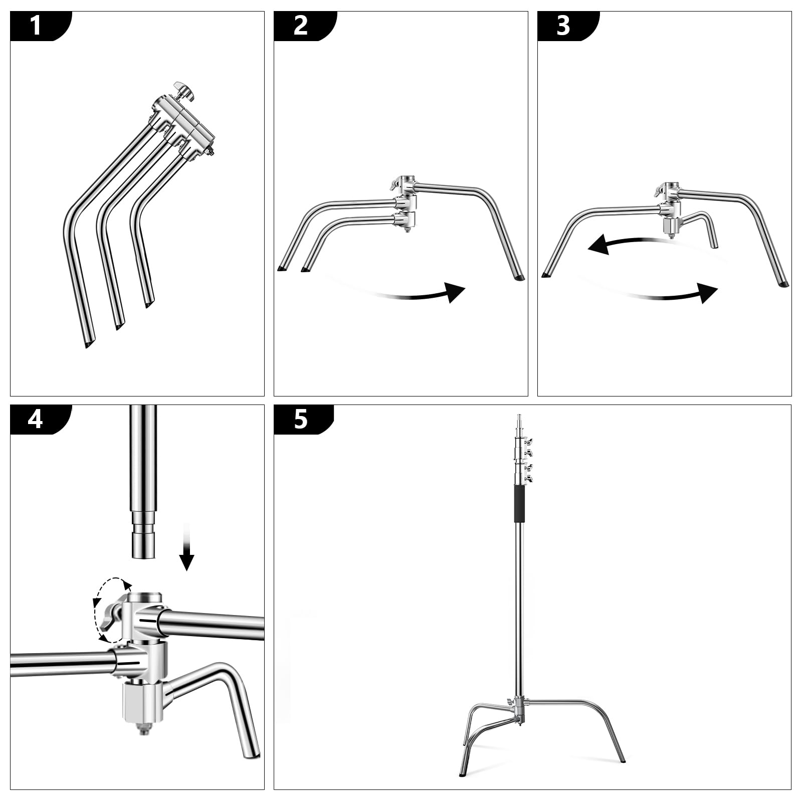 Hagibis C Stand Adjustable Heavy Duty Tripod Stand With 100% Stainless Steel, Photography Light Stand For Studio Softbox, Monoli