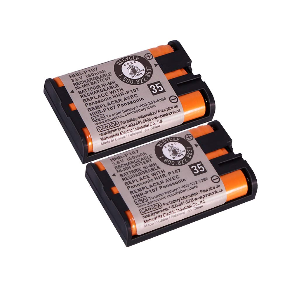 Trianglepatt 2 Pack Hhr P107 Ni Mh Rechargeable Battery For Panasonic 3.6V 650Mah Battery For Cordless Phones