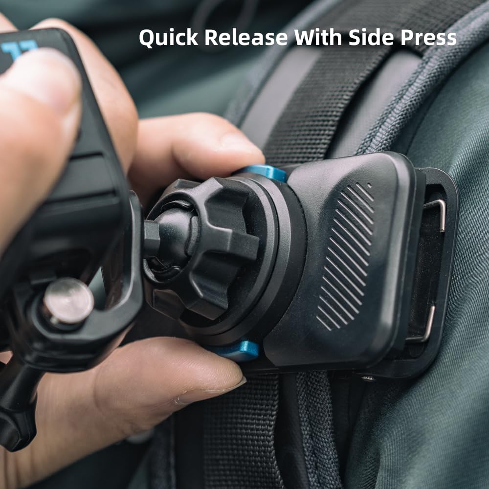 Surewo 360� Rotation Magnetic Quick Release Backpack Clip Mount Compatible With Gopro Hero 13,12,11,9,8,7,6,5,Dji Osmo Action 5 Pro/4/3 And More
