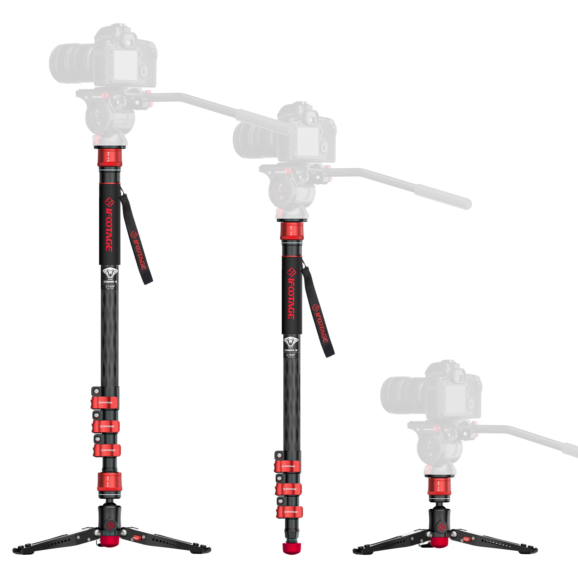 IFOOTAGE 71  Professional Carbon Fiber Monopod for DSLR Cameras, Portable Travel Monopod with Feet, Max Load 17.64 lbs, Compatib