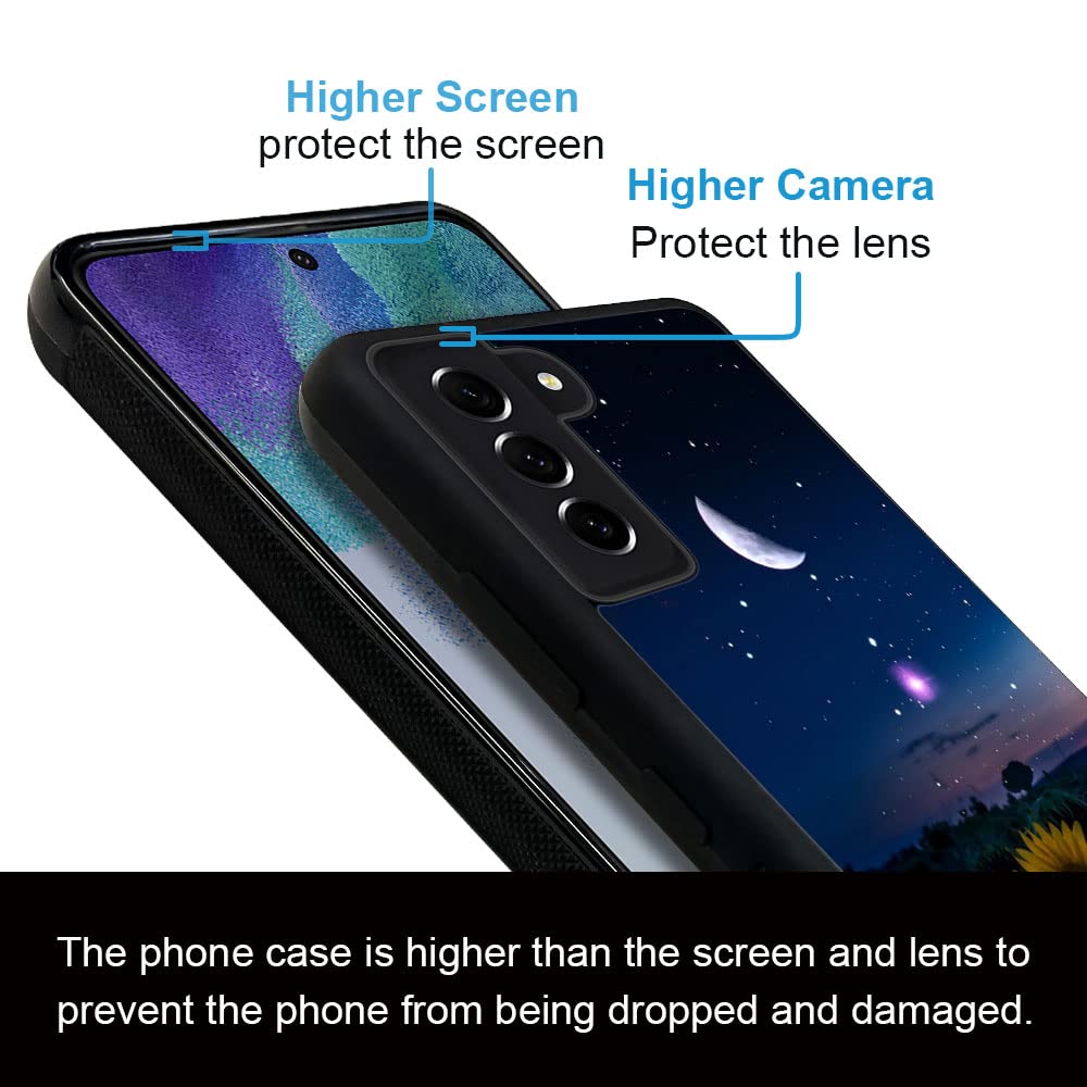 ZHEGAILIAN Samsung Galaxy S23 Phone Case Shockproof Non-Slip TPU PC Bumper Cover Sunflower Moon Starry Sky 6.1 inch