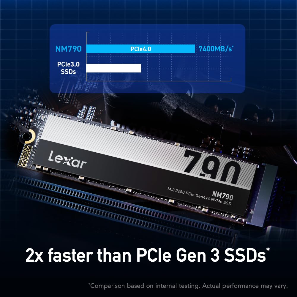 Lexar 2Tb Nm790 Ssd Pcie Gen4 Nvme M.2 2280 Internal Solid State Drive, Up To 7400/6500 Mb/S Read/Write, Compatible With Ps5, Fo