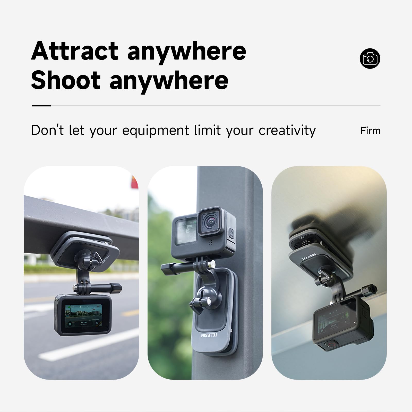 Telesin Magnetic Mount Backpack Clip With Phone Holder For Gopro Insta360 Iphone Accessories For Go Pro Hero 13 12 11 10 9 8 7 Insta 360 X3 Go3 Ace Pro Dji Action 5 Pro 4 3 Pocket 3 Bike Motorcycle