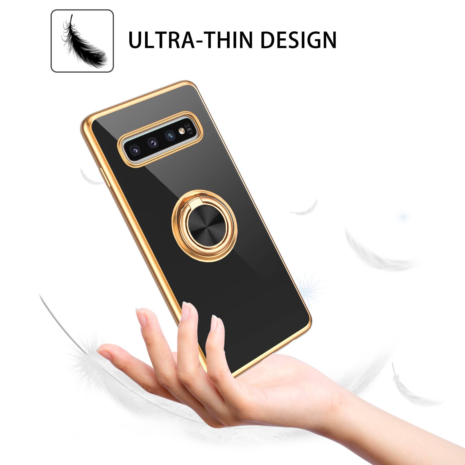 Duedue For Samsung Galaxy S10 Plus Case With Ring Holder Kickstand 360 Degree Rotation Magnetic Car Finger Soft Tpu Slim Cover S