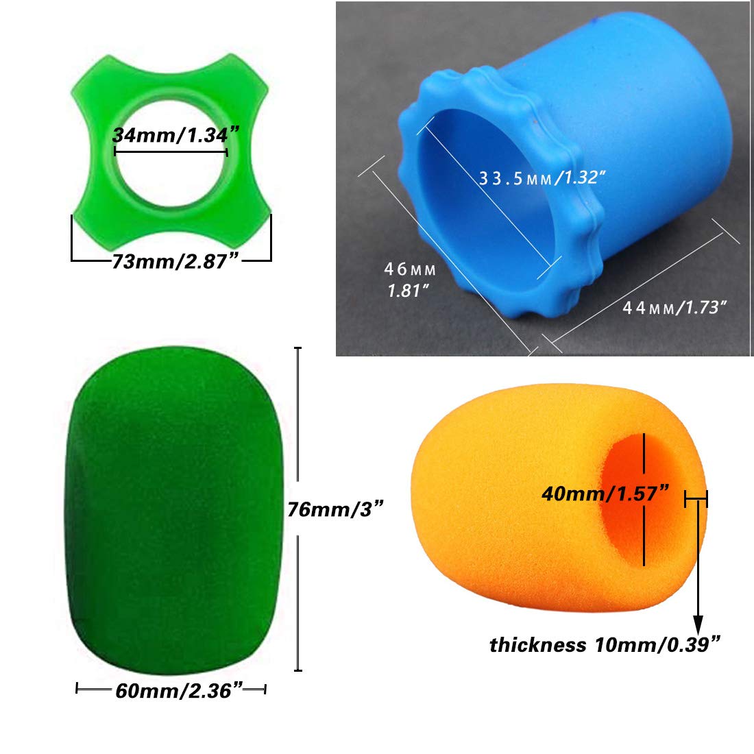 Tunan 9Pcs Handheld Microphone Protection, Silicone Ring, Bottom Rod Sleeve Holder, Windscreen Foam Cover For Ktv Device, Shakep