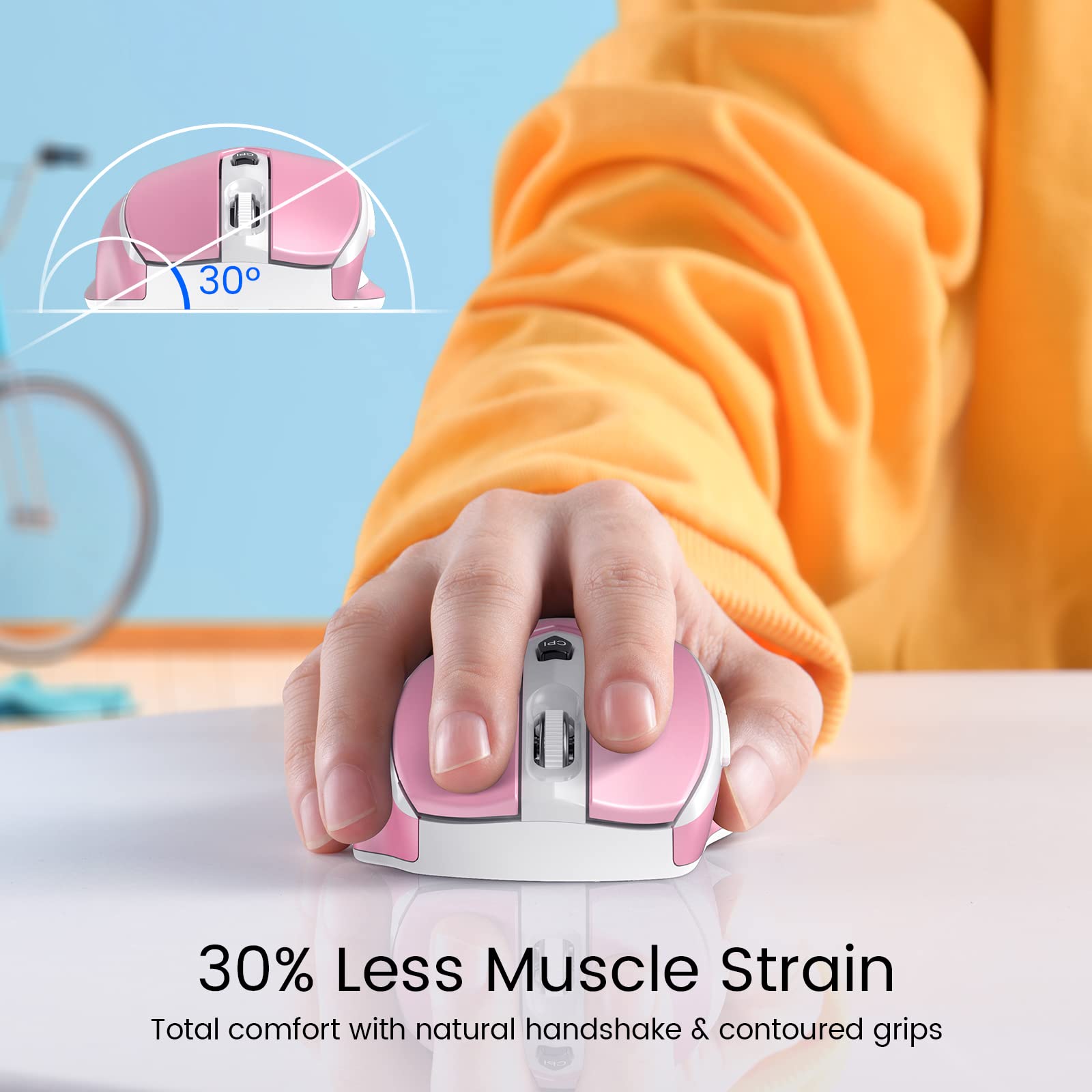 Hotweems Wireless Mouse, D 09 Computer Mouse Usb Cordless Mice For Laptop, Ergo Grips, Lightspeed 5 Level 2400 Dpi, 16 Months Ba