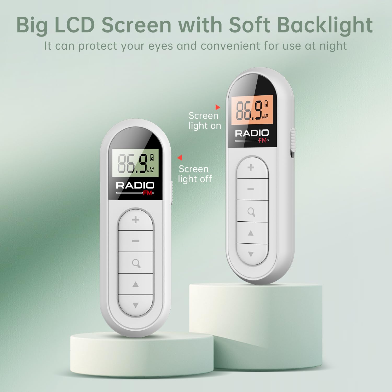 Umutoo Fm Radio, Rechargeable Portable Pocket Transistor Radio With Best Reception,Lcd Digital Tuning With Backlight, Stereo Sou