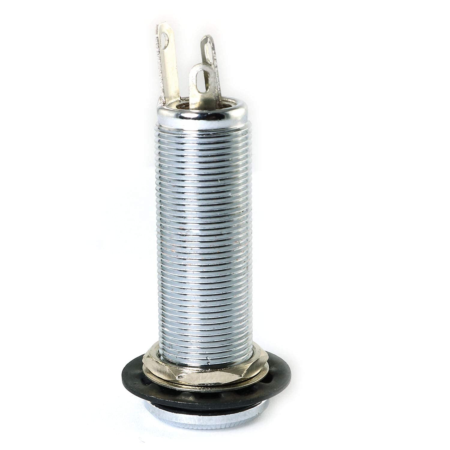 Rlecs Brass Electric Guitar Bass 1/4Inch Barrel Jack 44.5X16Cm Cylinder Input/Output Mono Active Long Threaded Jack Socket Guita