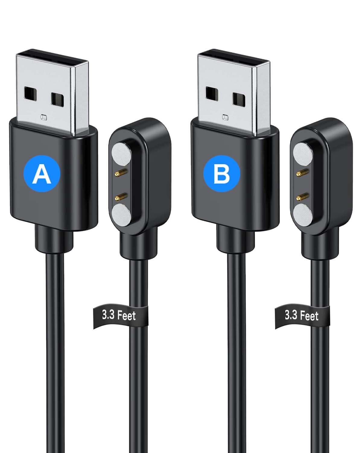 2 Pack Universal Smart Watch Charger Magnetic,Cable Contact 2 Pin Spacing 2.8Mm,High Speed Safe Replacement Usb Charger Cord,The