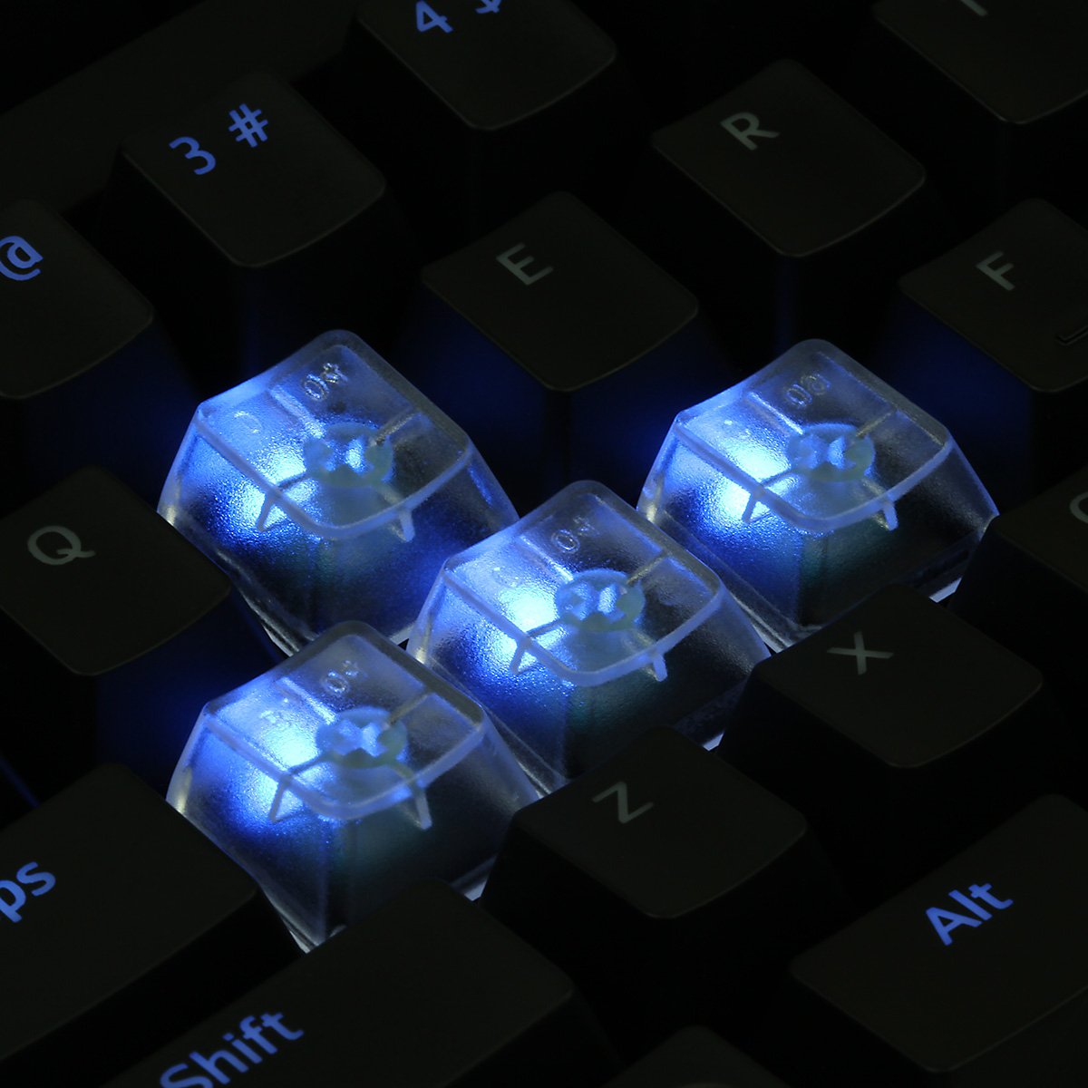 Max Keyboard Translucent Cherry Mx Keycap Set For Esc, W,A,S,D Or E,S,D,F And Arrow Keys (Clear Translucent   Blank/No Print)